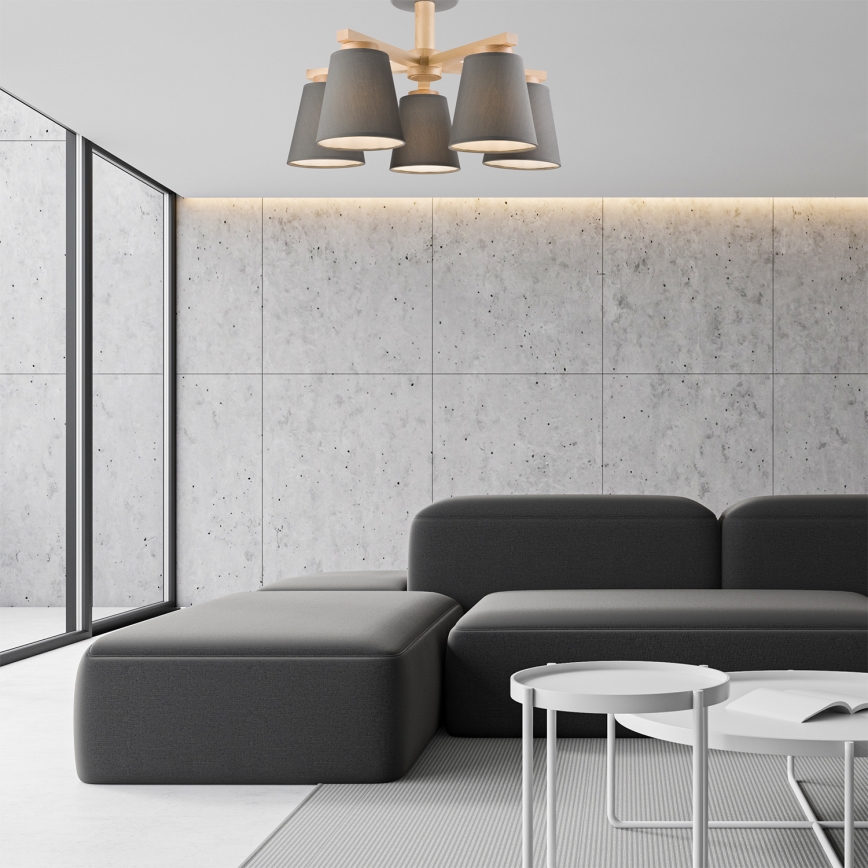 Lustr aplicat ELLIE 5xE27/60W/230V gri/fag