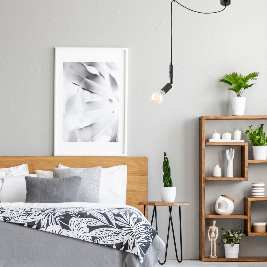 Candelabru suspendat pe cablu INA 1xE27/42W/230V negru