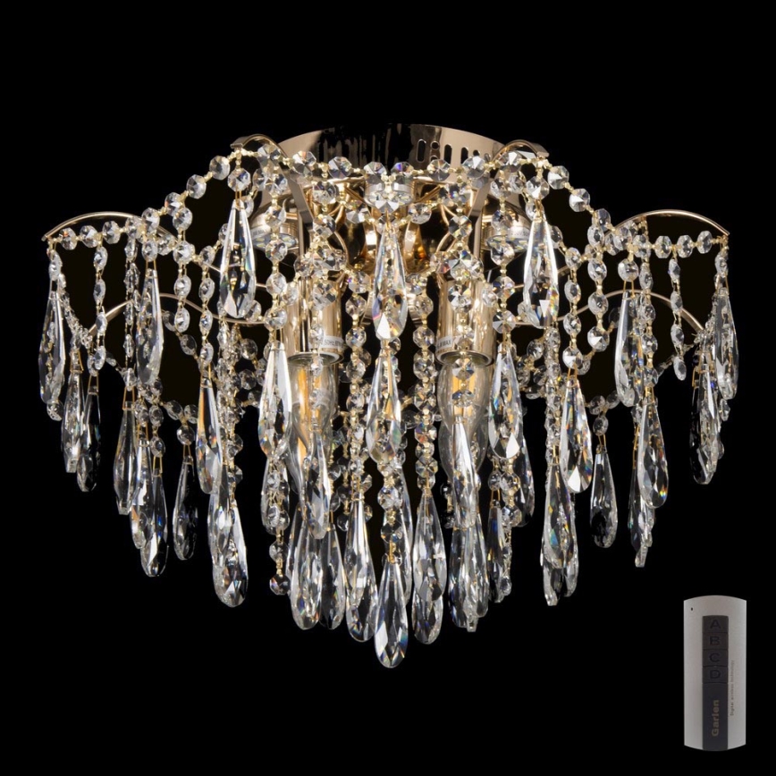 Lustr LED cu cristale pentru tavan 4xE27/60W/230V + 4xLED/3W + telecomandă