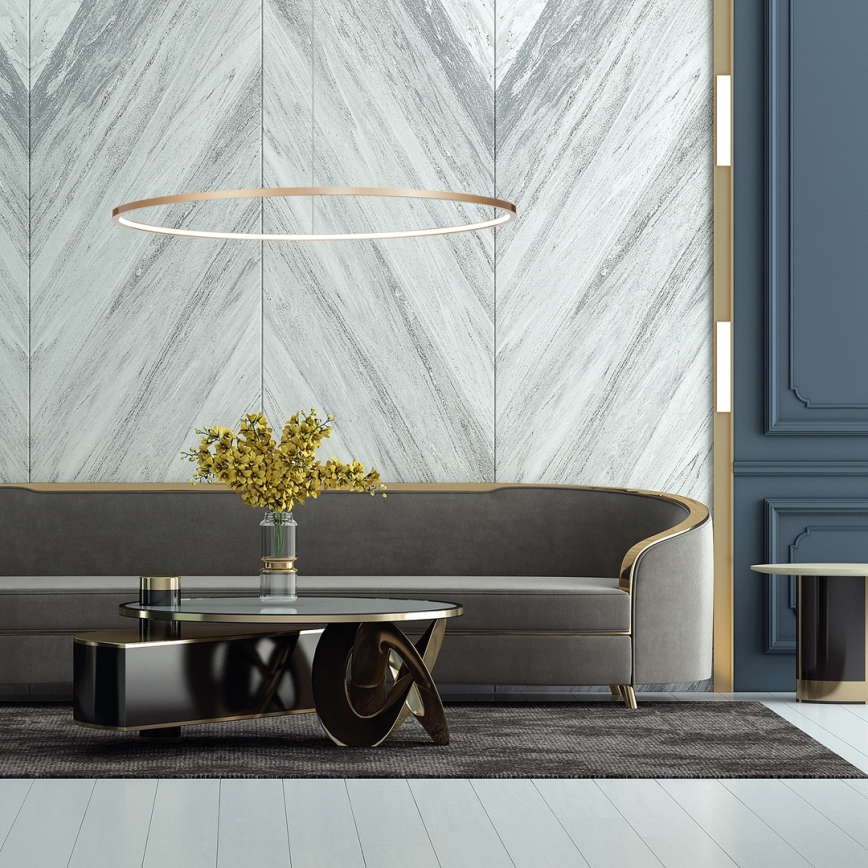 Candelabru LED pe cablu SATURNO LED/57W/230V diametru 100 cm IP44 auriu