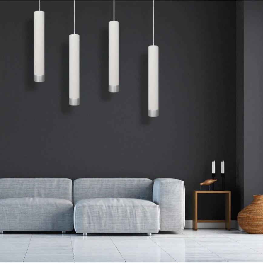 Candelabru LED pe cablu TUBA 1xGU10/4,8W/230V alb/crom lucios