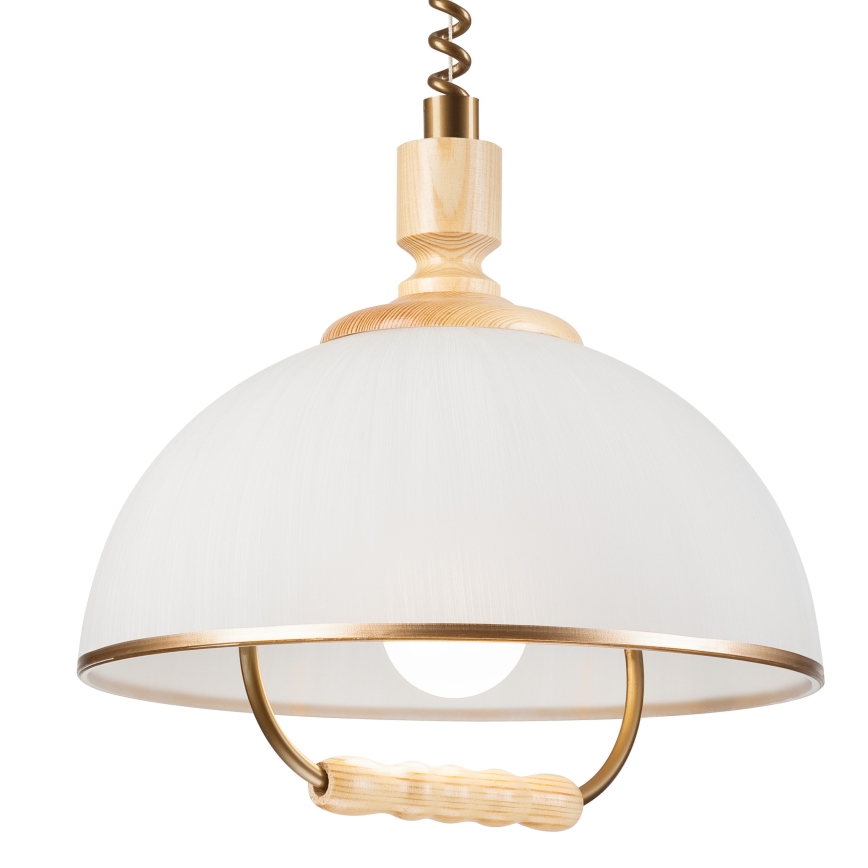 Candelabru retractabil RAMONA 1xE27/60W/230V bej/ maro deschis/ pin