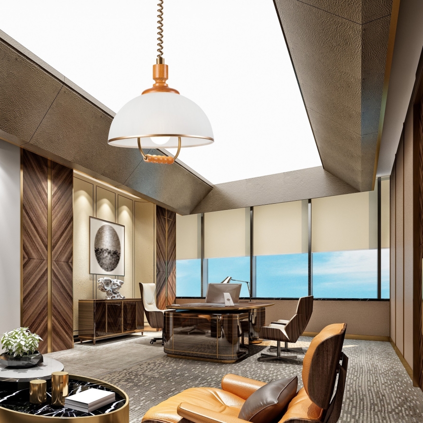 Lustr retractabil RAMONA 1xE27/60W/230V bej/ maro/ pin