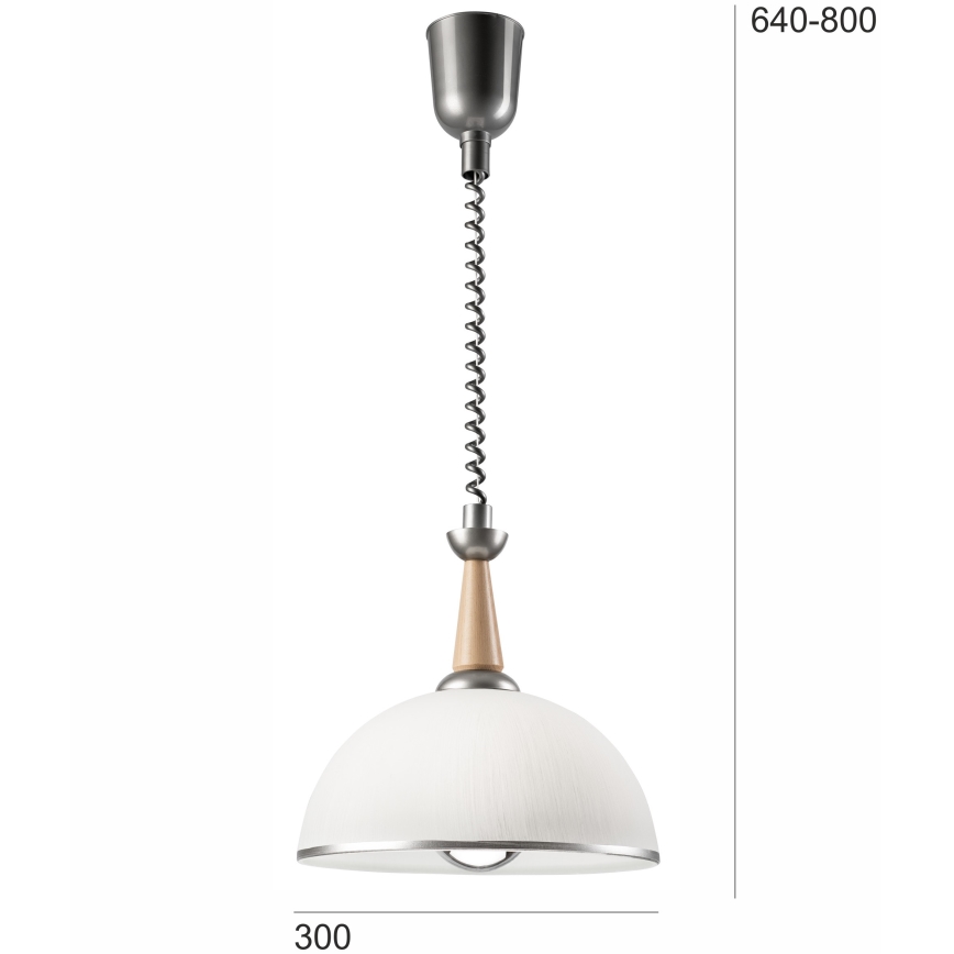 Lustr retractabil CHIARA 1xE27/60W/230V argintiu/bej/fag