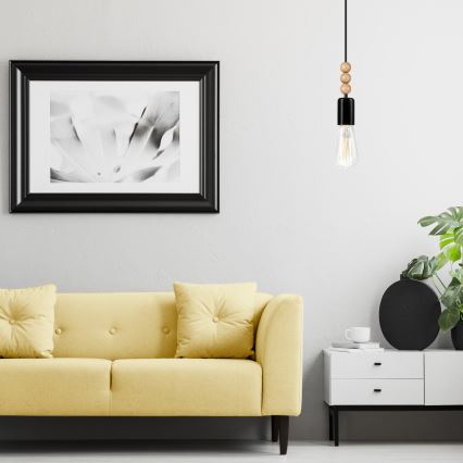 Candelabru suspendat pe cablu SIMON 1xE27/60W/230V negru/fag