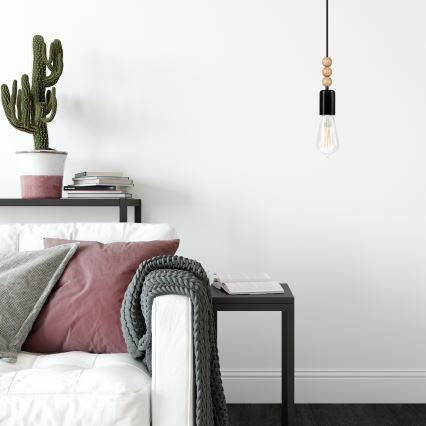 Candelabru suspendat pe cablu SIMON 1xE27/60W/230V negru/fag