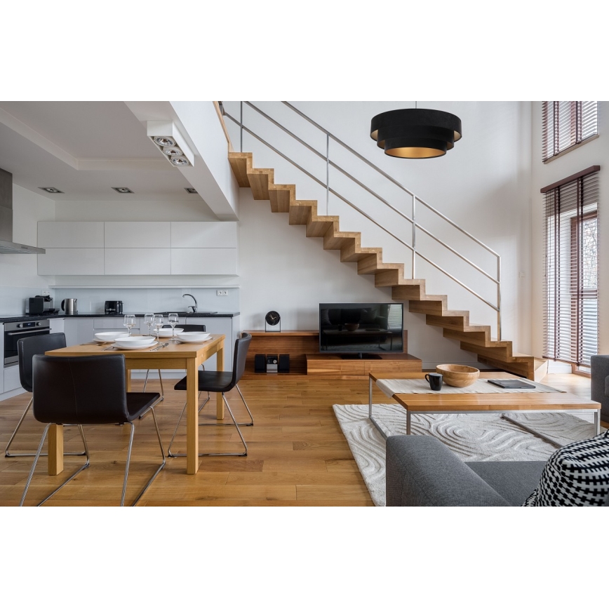 Candelabru suspendat pe cablu TRINITI 1xE27/60W/230V negru/auriu