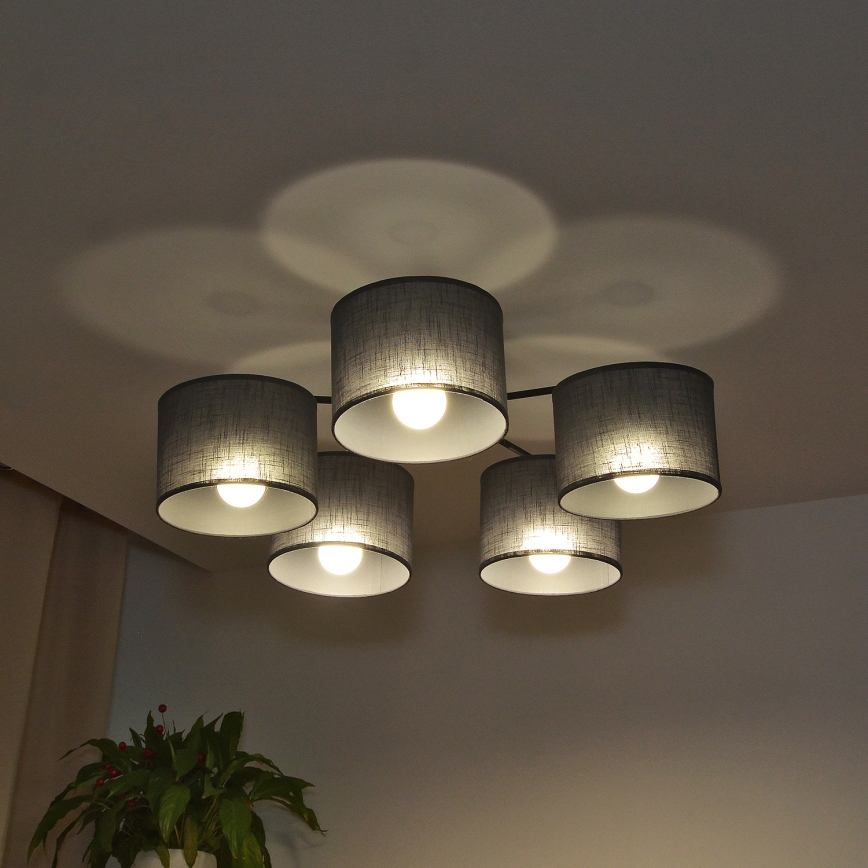Lustră aplicată ALBA, 5x E27, 15W, 230V, gri