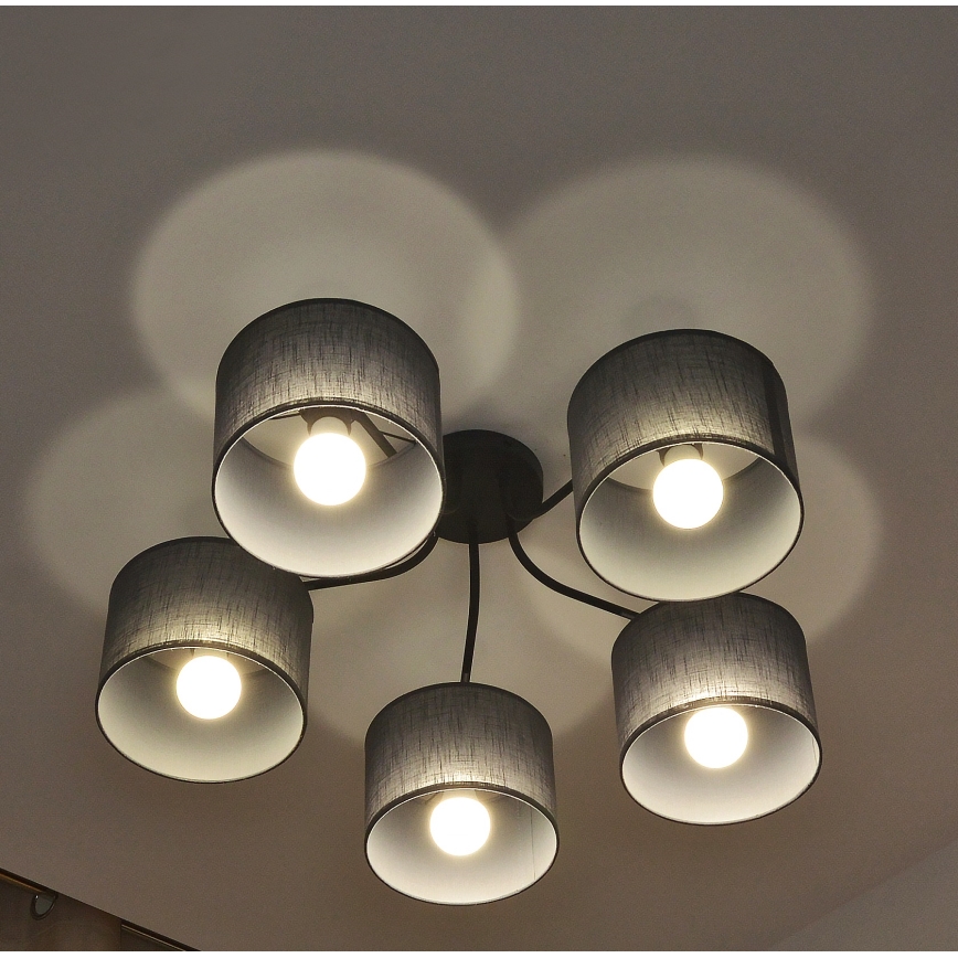 Lustră aplicată ALBA, 5x E27, 15W, 230V, gri