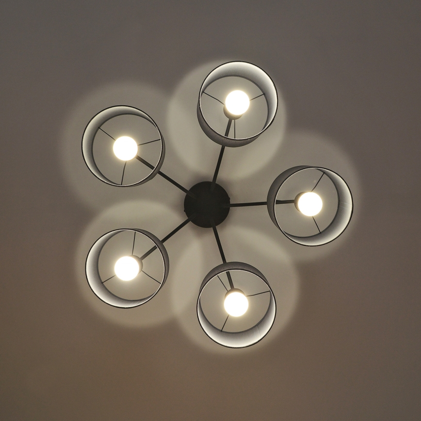 Lustră aplicată ALBA, 5x E27, 15W, 230V, gri