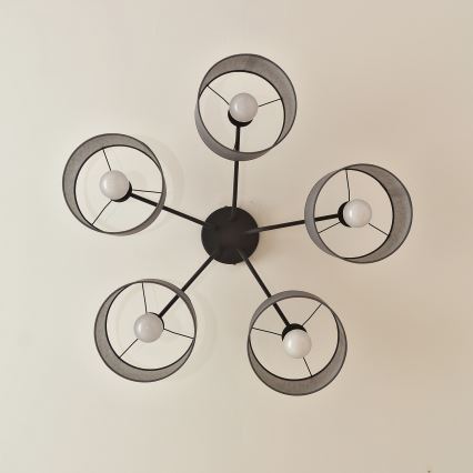 Lustră aplicată ALBA, 5x E27, 15W, 230V, gri