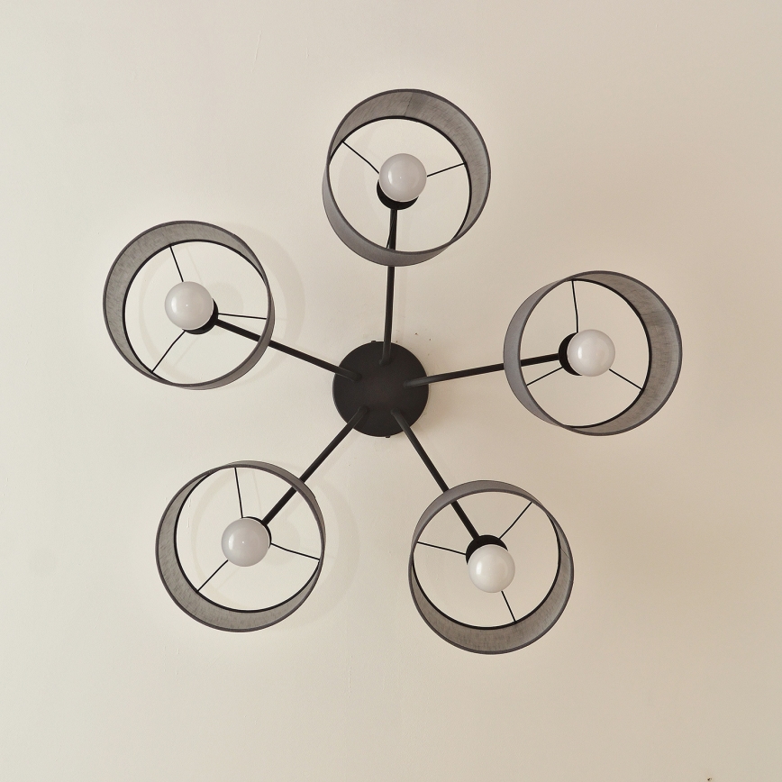 Lustră aplicată ALBA, 5x E27, 15W, 230V, gri