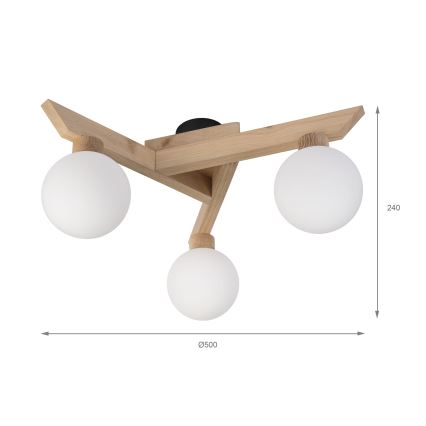 Lustră aplicată ANTONIO 3xG9/5W/230V stejar/alb