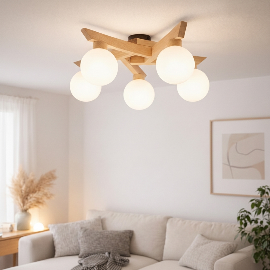 Lustră aplicată ANTONIO 5xG9/5W/230V stejar/alb