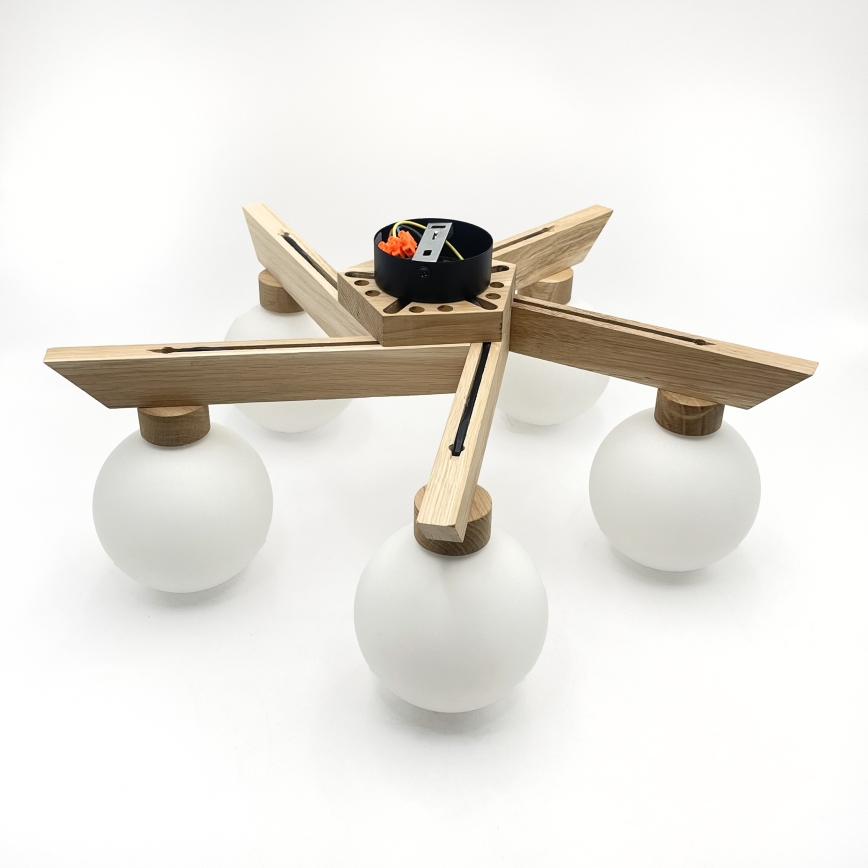 Lustră aplicată ANTONIO 5xG9/5W/230V stejar/alb