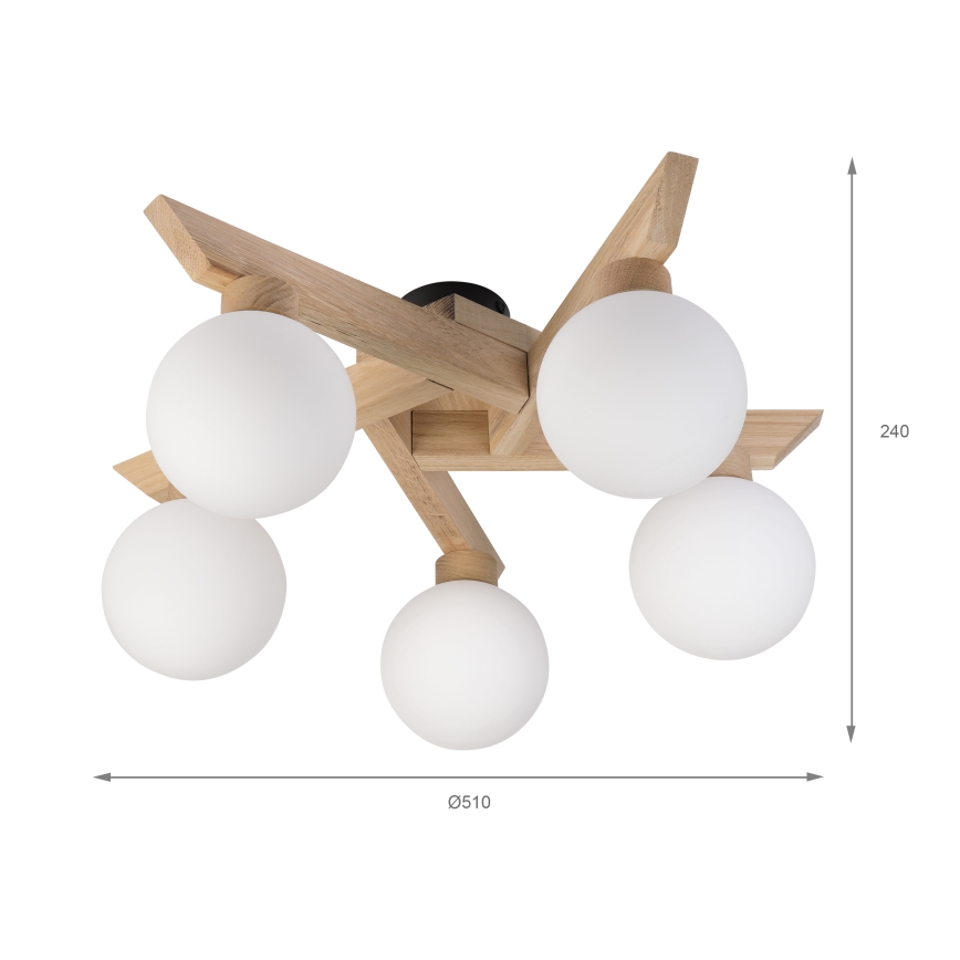 Lustră aplicată ANTONIO 5xG9/5W/230V stejar/alb
