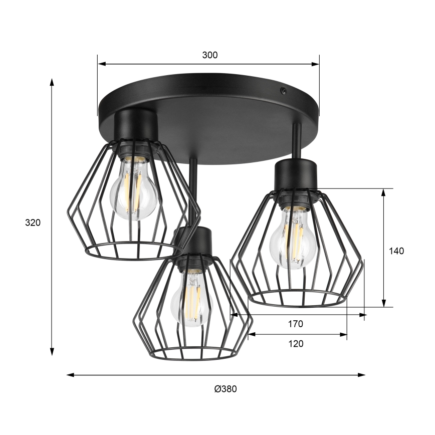 Lustră aplicată AUDREY 3xE27/60W/230V negru