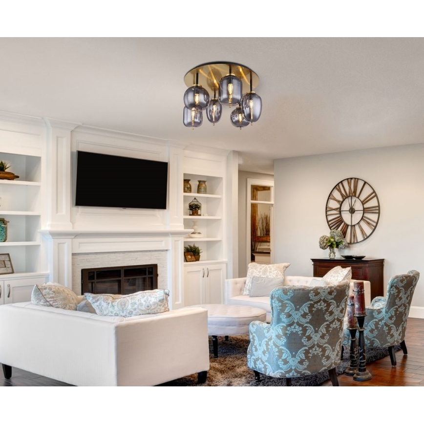 Lustră aplicată 6xE14/40W/230V alamă Globo