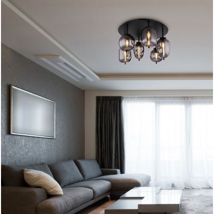 Lustră aplicată 6xE14/40W/230V neagră Globo