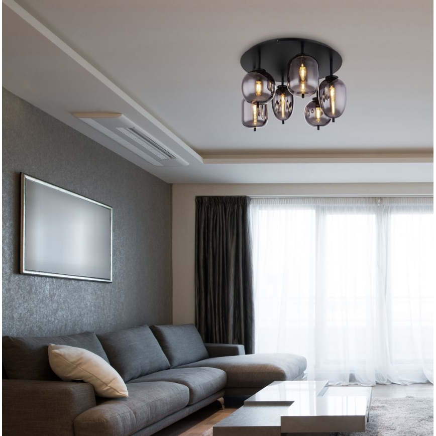 Lustră aplicată 6xE14/40W/230V neagră Globo