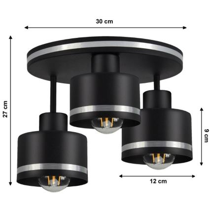 Lustră aplicată BODO SILVER 3xE27/60W/230V