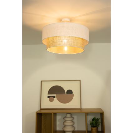 Lustră aplicată BORHO 1xE27/60W/230V Ø 40 cm alb/iută
