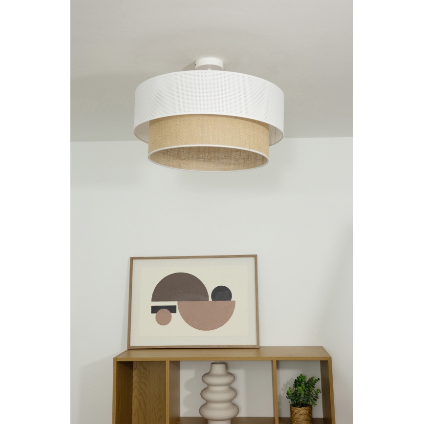 Lustră aplicată BORHO 1xE27/60W/230V Ø 40 cm alb/iută