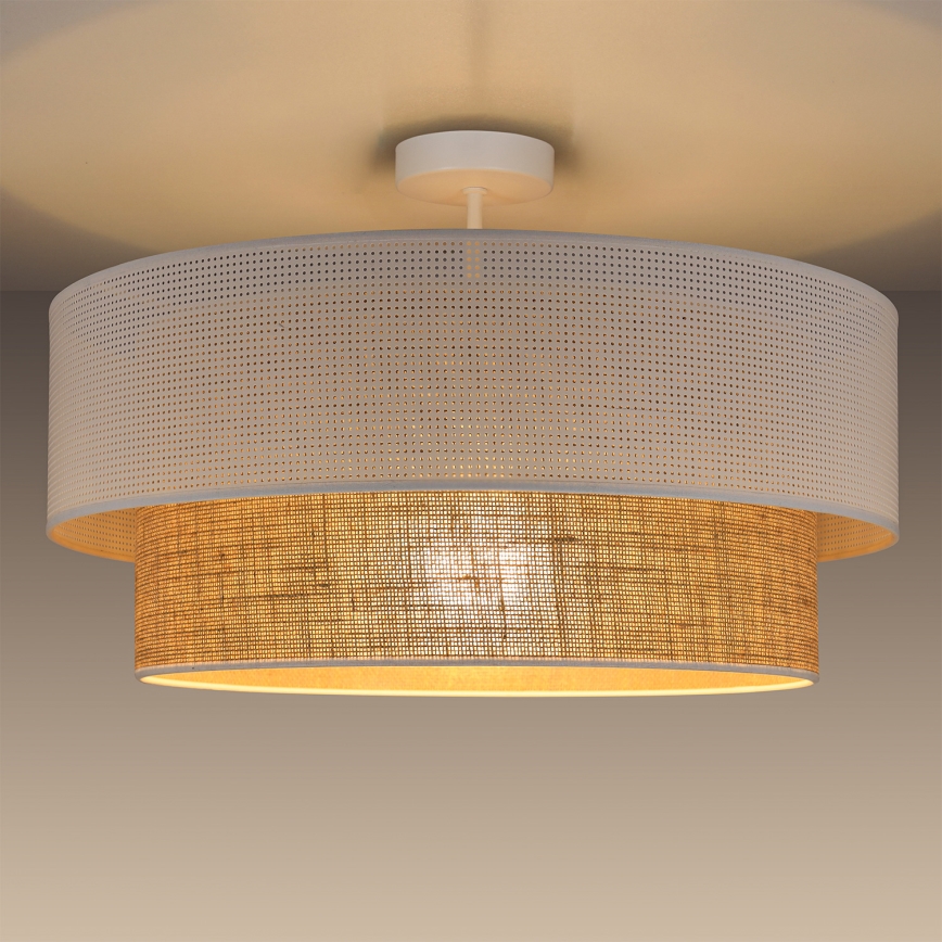 Lustră aplicată BORHO 1xE27/60W/230V Ø 40 cm alb/iută