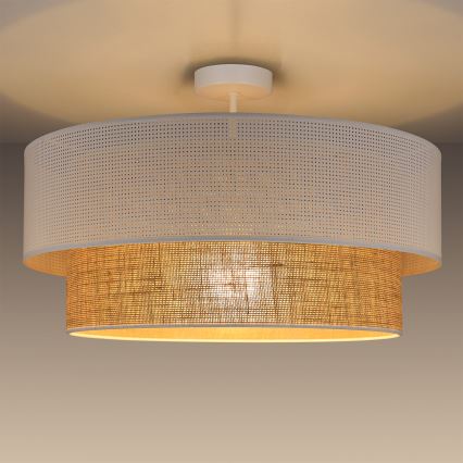 Lustră aplicată BORHO, 1xE27/60W/230V, Ø 50 cm, alb/iută