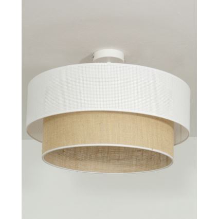Lustră aplicată BORHO, 1xE27/60W/230V, Ø 50 cm, alb/iută