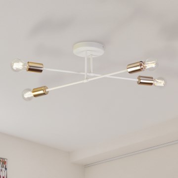 Lustră aplicată CAMBRIDGE 4xE27/15W/230V alamă/alb