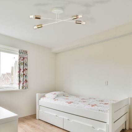 Lustră aplicată CAMBRIDGE 4xE27/15W/230V alamă/alb