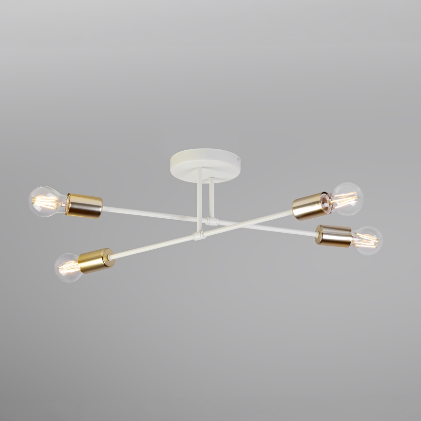 Lustră aplicată CAMBRIDGE 4xE27/15W/230V alamă/alb