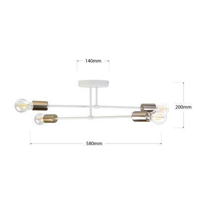 Lustră aplicată CAMBRIDGE 4xE27/15W/230V alamă/alb