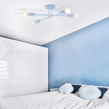 Lustră aplicată CAMBRIDGE 4xE27/15W/230V albastră