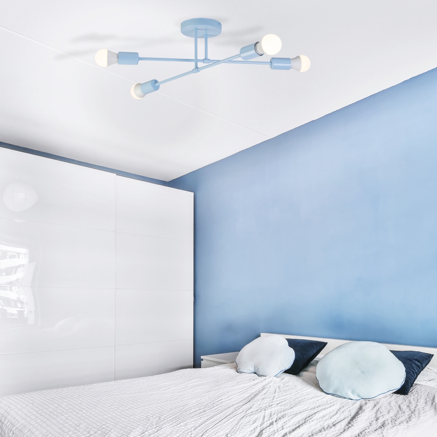 Lustră aplicată CAMBRIDGE 4xE27/15W/230V albastră