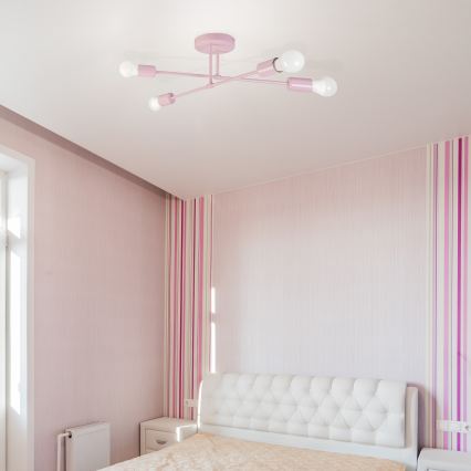 Lustră aplicată CAMBRIDGE 4xE27/15W/230V roz