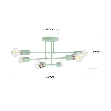 Lustră aplicată CAMBRIDGE, 6 x E27, 15 W, 230 V, verde