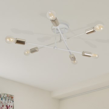 Lustră aplicată CAMBRIDGE, 6xE27/15W/230V, alamă/alb