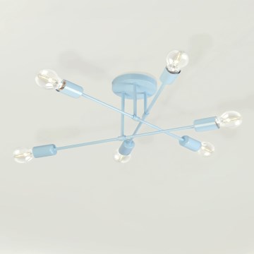 Lustră aplicată CAMBRIDGE 6xE27/15W/230V albastră