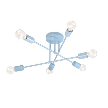 Lustră aplicată CAMBRIDGE 6xE27/15W/230V albastră