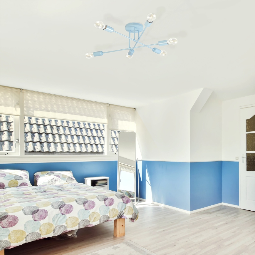 Lustră aplicată CAMBRIDGE 6xE27/15W/230V albastră