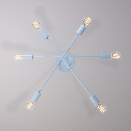 Lustră aplicată CAMBRIDGE 6xE27/15W/230V albastră