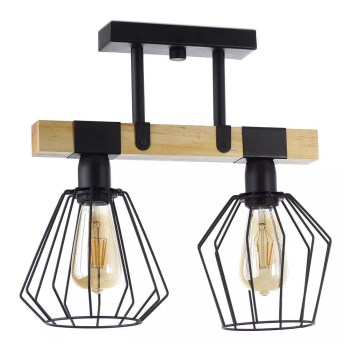 Lustră aplicată CAMEROON 2xE27/60W/230V neagră/lemn