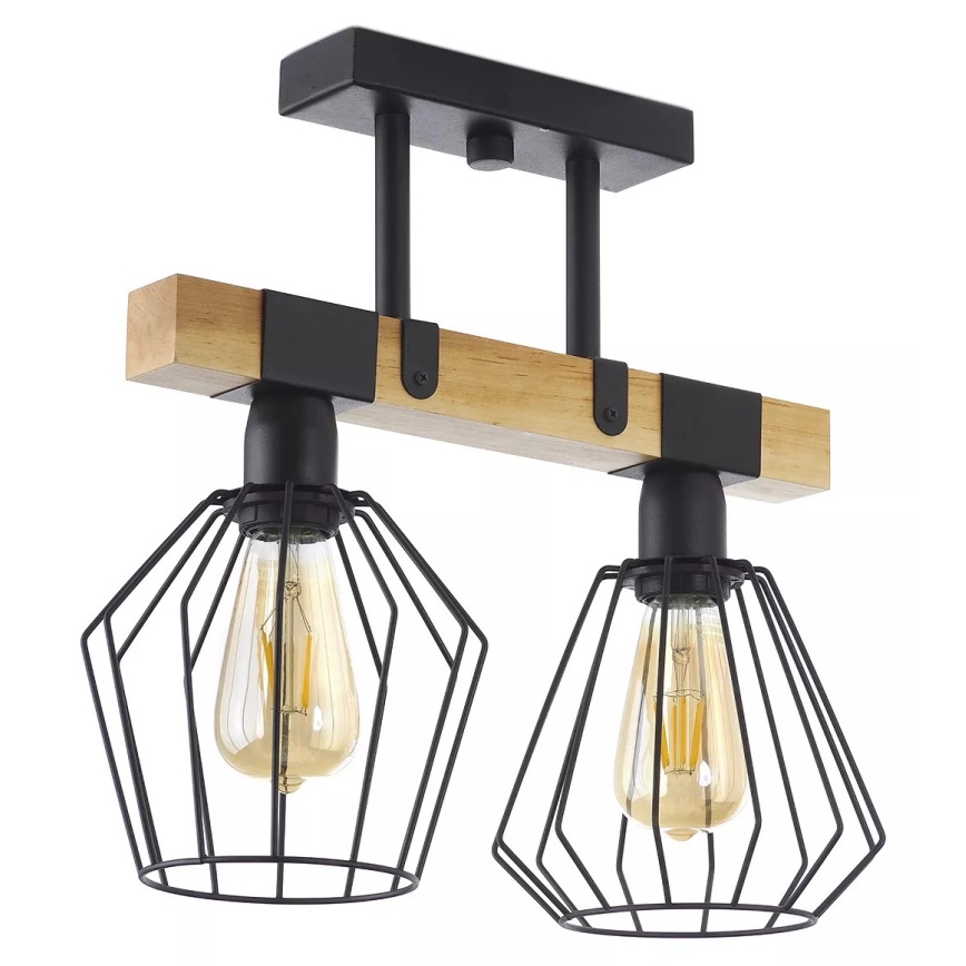 Lustră aplicată CAMEROON 2xE27/60W/230V neagră/lemn