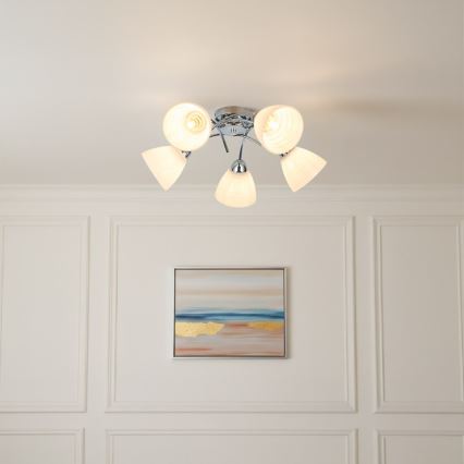 Lustră aplicată CLARA, 5x E27, 15W, 230V, crom lucios