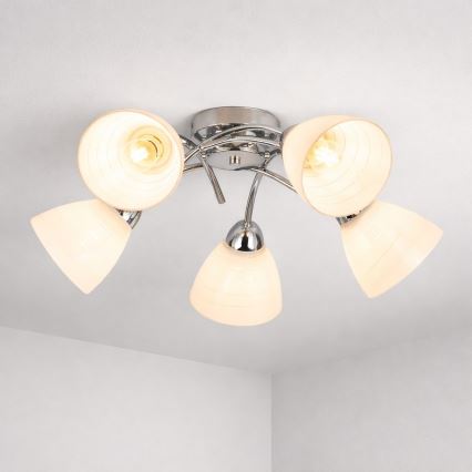 Lustră aplicată CLARA, 5x E27, 15W, 230V, crom lucios