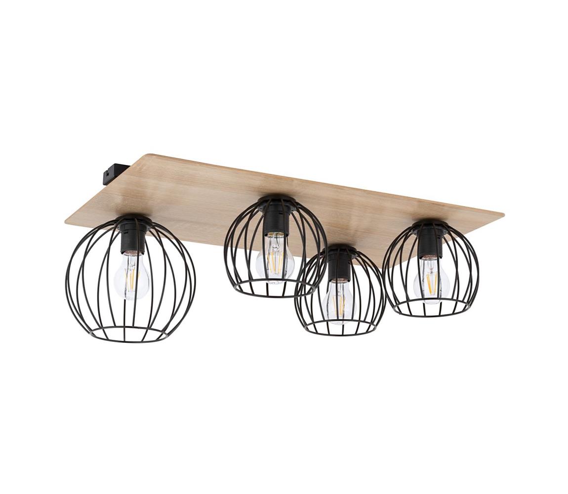 Lustră aplicată CYBER 4xE27/60W/230V lemn/neagră