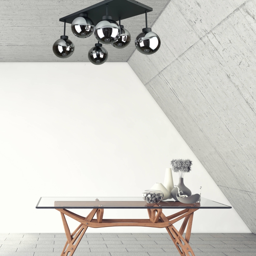 Lustră aplicată DEA 6xE14/60W/230V negru/negru fumuriu