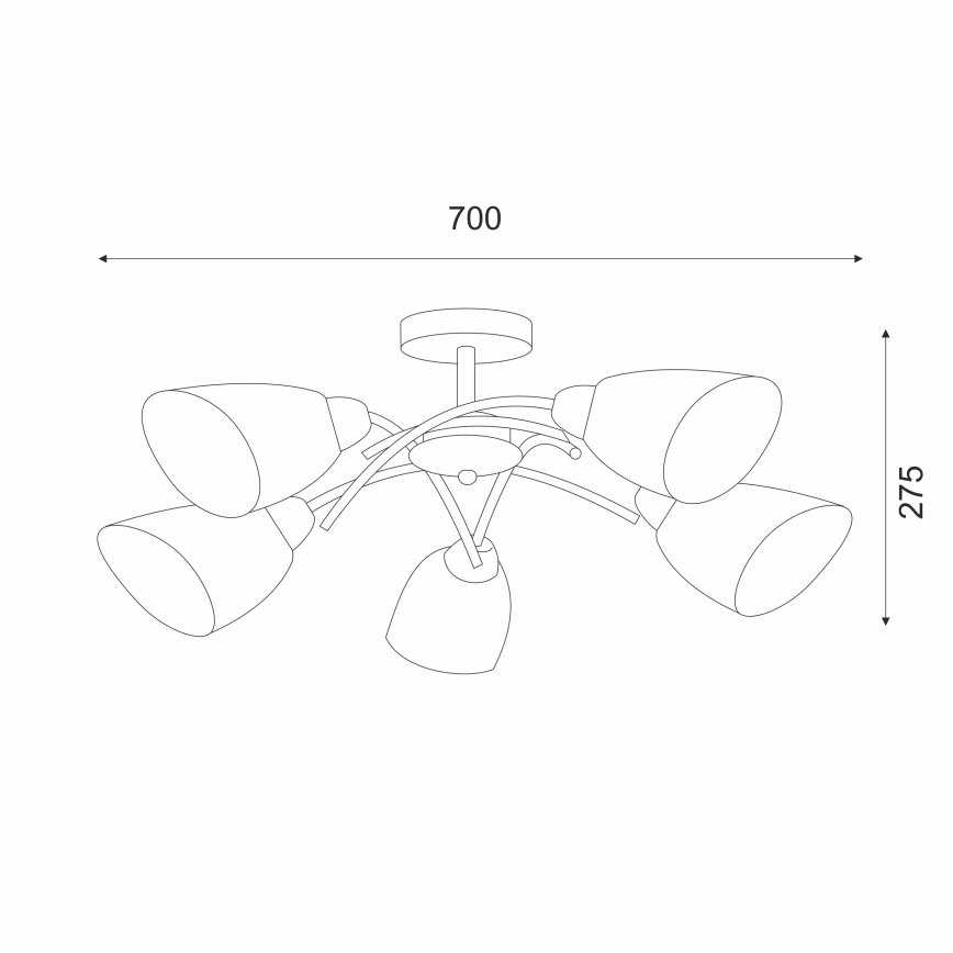 Lustră aplicată DONNA 5xE27/60W/230V nichel